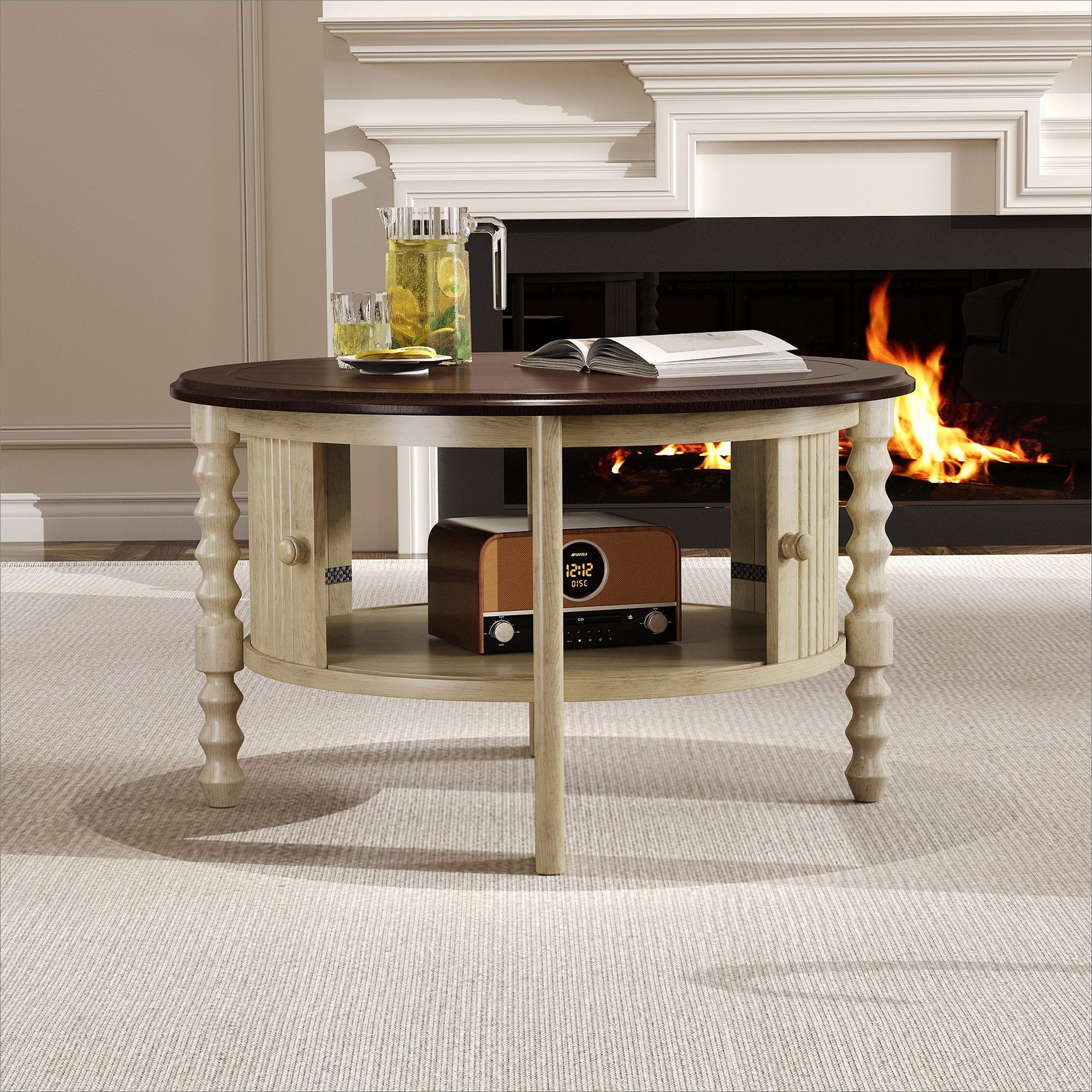 Ivy Bronx Vintage Round Coffee Table with Storage in 30.3" for Living ...